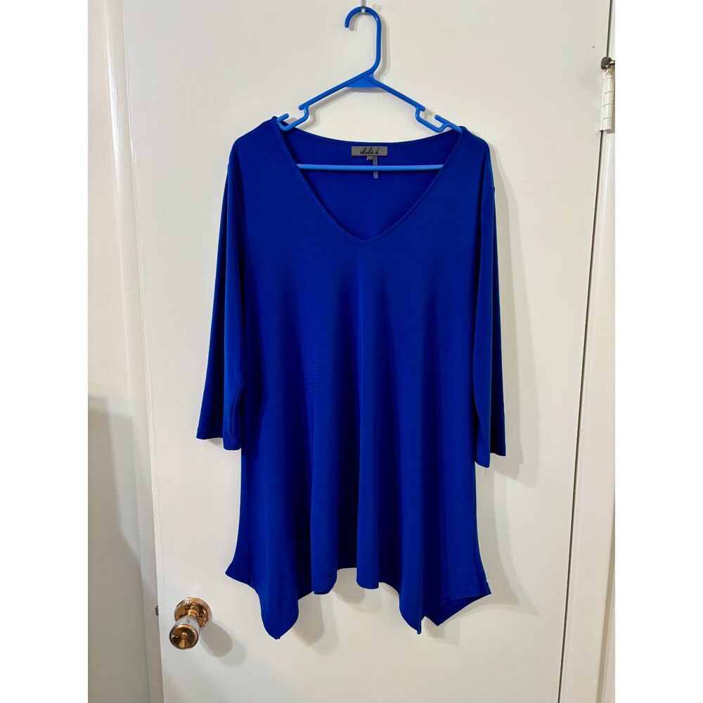 alisha d. (Lior) W  Large Royal/Navy 3/4 Slv Handkerchief Tunic/Mini Dress.